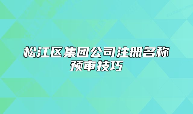 松江區(qū)集團公司注冊名稱預審技巧