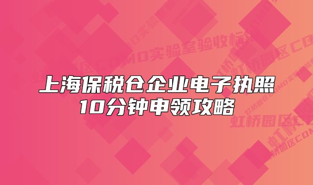 上海保稅倉(cāng)企業(yè)電子執(zhí)照10分鐘申領(lǐng)攻略