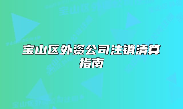 寶山區(qū)外資公司注銷清算指南