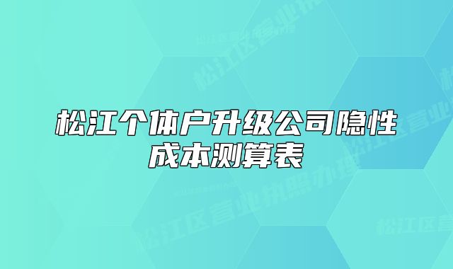 松江個體戶升級公司隱性成本測算表