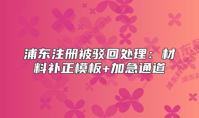 浦東注冊被駁回處理：材料補正模板+加急通道