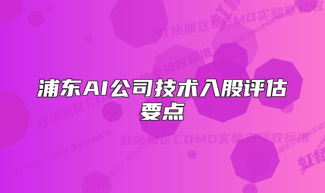 浦東AI公司技術(shù)入股評估要點(diǎn)