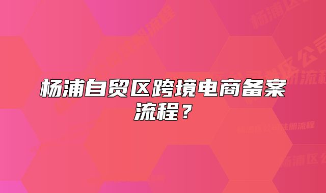 楊浦自貿(mào)區(qū)跨境電商備案流程？