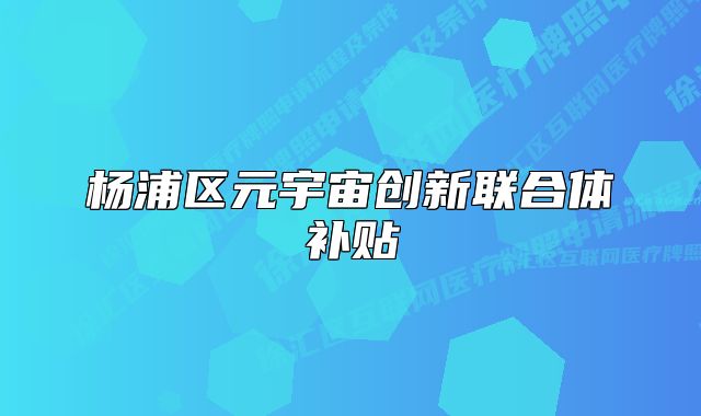 楊浦區(qū)元宇宙創(chuàng)新聯(lián)合體補(bǔ)貼