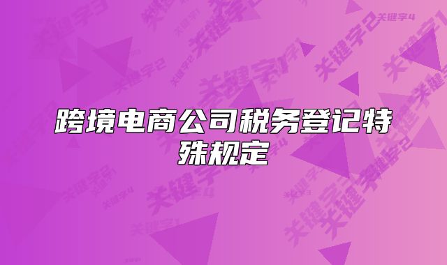 跨境電商公司稅務(wù)登記特殊規(guī)定