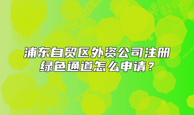 浦東自貿區(qū)外資公司注冊綠色通道怎么申請？