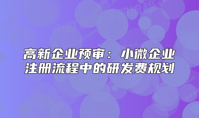 高新企業(yè)預(yù)審：小微企業(yè)注冊(cè)流程中的研發(fā)費(fèi)規(guī)劃