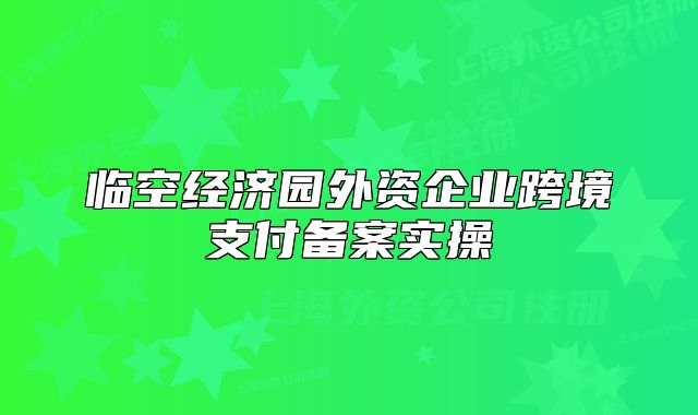 臨空經濟園外資企業(yè)跨境支付備案實操