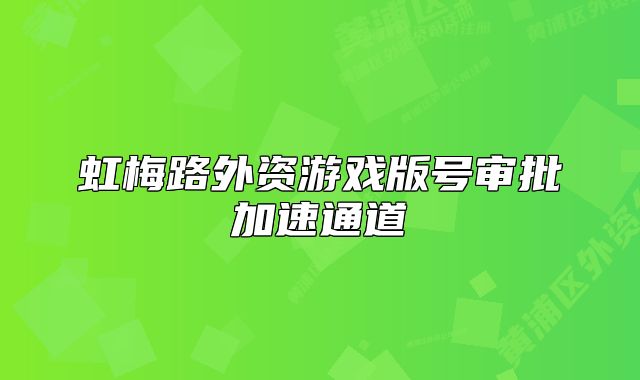 虹梅路外資游戲版號審批加速通道