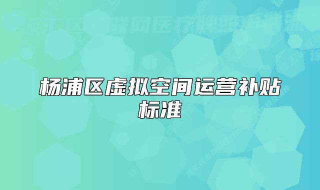 楊浦區(qū)虛擬空間運營補貼標準
