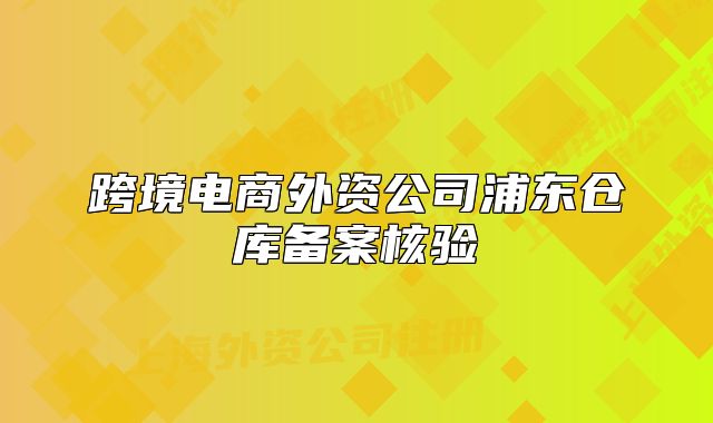 跨境電商外資公司浦東倉(cāng)庫(kù)備案核驗(yàn)