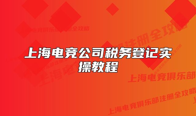 上海電競公司稅務登記實操教程