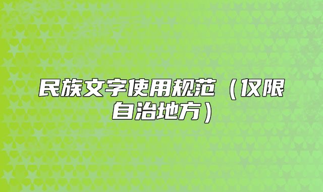 民族文字使用規(guī)范（僅限自治地方）