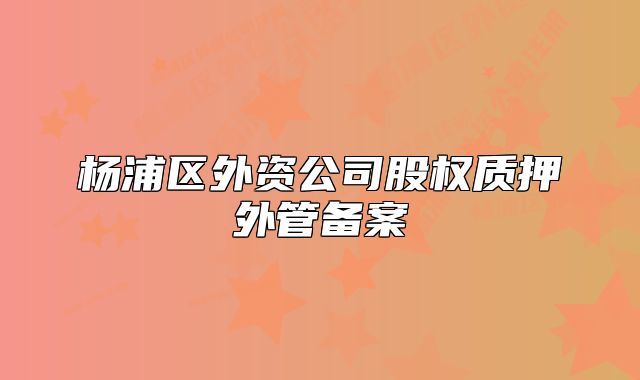楊浦區(qū)外資公司股權質押外管備案