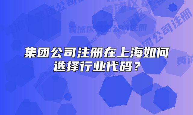 集團(tuán)公司注冊(cè)在上海如何選擇行業(yè)代碼？