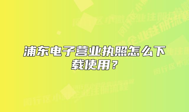 浦東電子營(yíng)業(yè)執(zhí)照怎么下載使用？