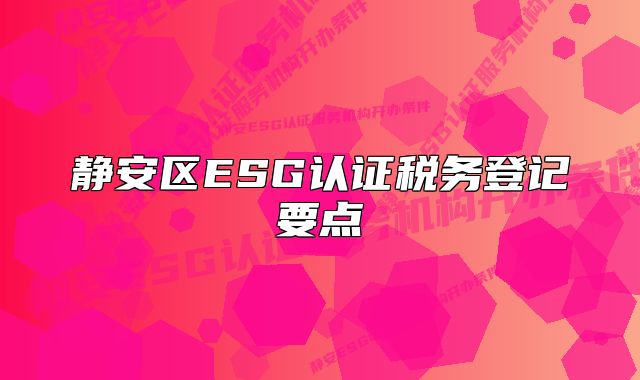 靜安區(qū)ESG認(rèn)證稅務(wù)登記要點(diǎn)