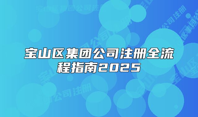 寶山區(qū)集團公司注冊全流程指南2025