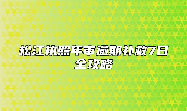 松江執(zhí)照年審逾期補(bǔ)救7日全攻略