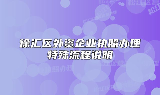 徐匯區(qū)外資企業(yè)執(zhí)照辦理特殊流程說明