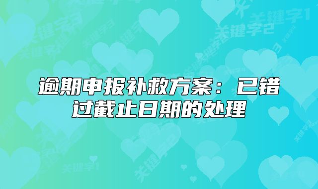 逾期申報(bào)補(bǔ)救方案：已錯(cuò)過截止日期的處理