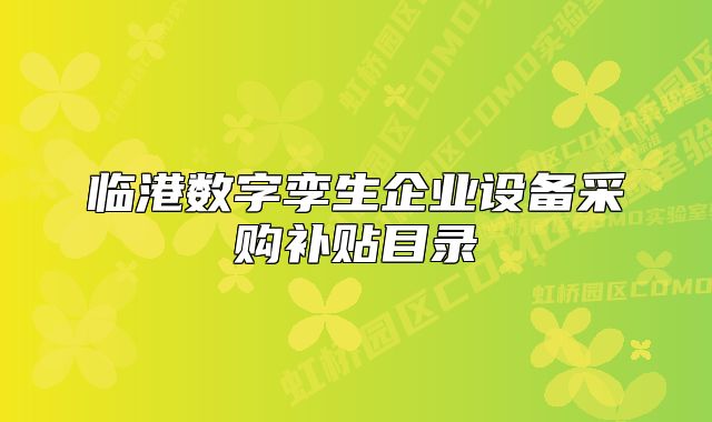 臨港數(shù)字孿生企業(yè)設備采購補貼目錄