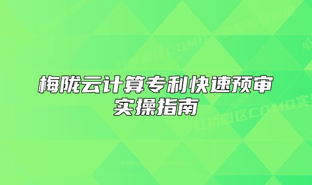梅隴云計算專利快速預(yù)審實操指南