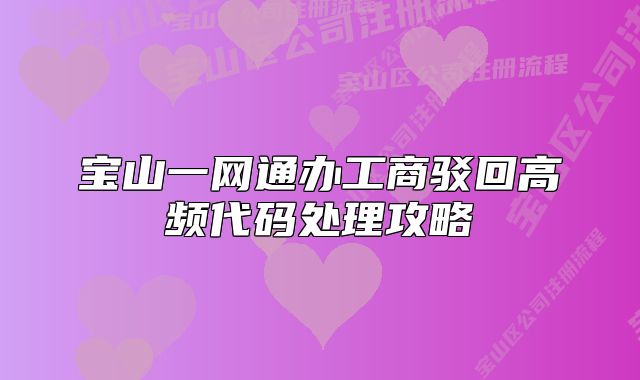 寶山一網(wǎng)通辦工商駁回高頻代碼處理攻略