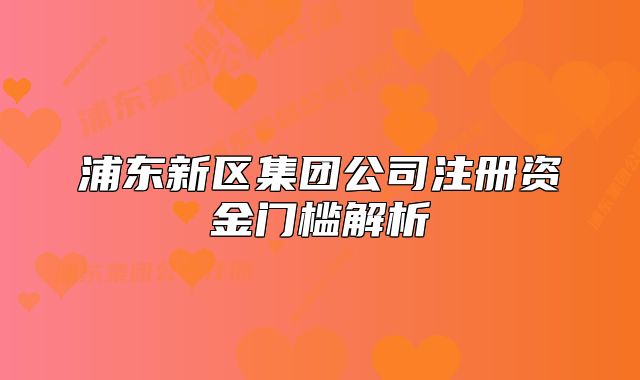 浦東新區(qū)集團(tuán)公司注冊資金門檻解析