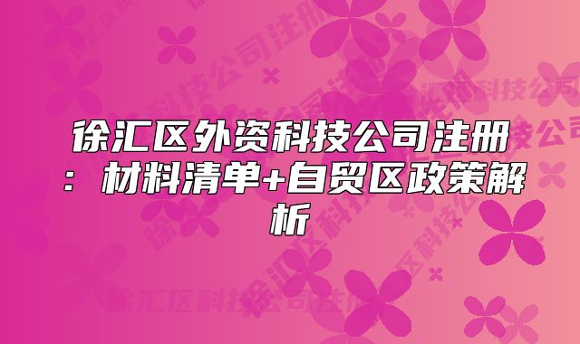 徐匯區(qū)外資科技公司注冊：材料清單+自貿(mào)區(qū)政策解析