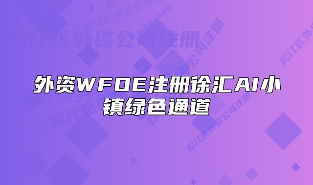 外資WFOE注冊徐匯AI小鎮(zhèn)綠色通道