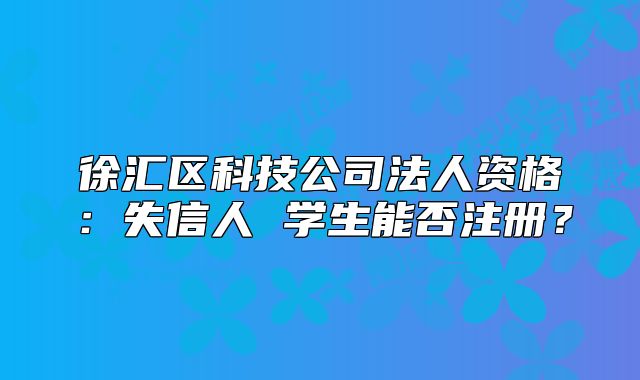 徐匯區(qū)科技公司法人資格：失信人 學(xué)生能否注冊？
