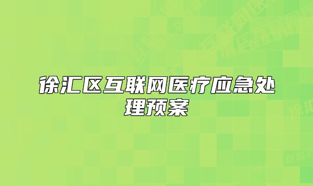 徐匯區(qū)互聯(lián)網(wǎng)醫(yī)療應(yīng)急處理預(yù)案