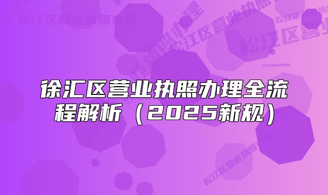 徐匯區(qū)營(yíng)業(yè)執(zhí)照辦理全流程解析（2025新規(guī)）