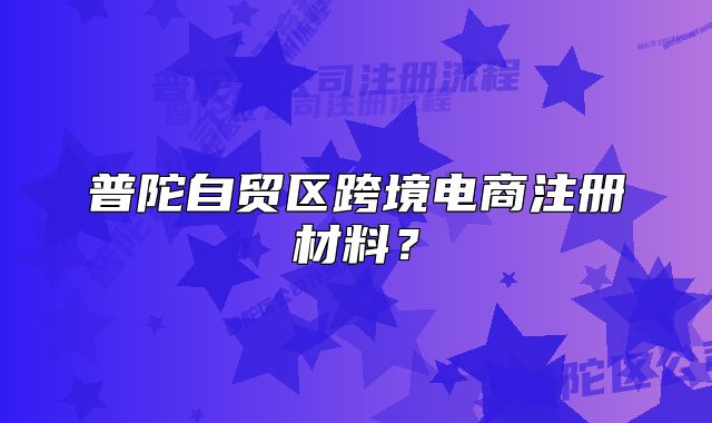 普陀自貿(mào)區(qū)跨境電商注冊材料？