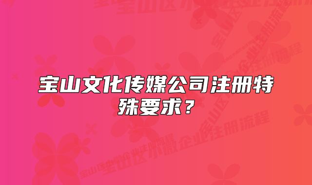 寶山文化傳媒公司注冊特殊要求？