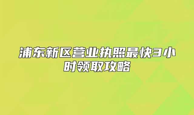 浦東新區(qū)營(yíng)業(yè)執(zhí)照最快3小時(shí)領(lǐng)取攻略