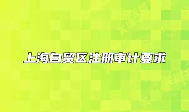 上海自貿(mào)區(qū)注冊(cè)審計(jì)要求