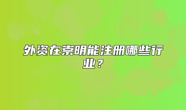 外資在崇明能注冊哪些行業(yè)？