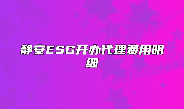 靜安ESG開(kāi)辦代理費(fèi)用明細(xì)