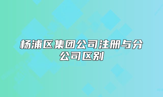 楊浦區(qū)集團(tuán)公司注冊(cè)與分公司區(qū)別