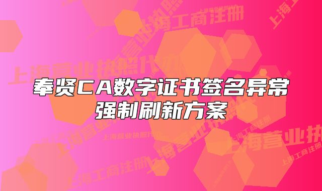 奉賢CA數(shù)字證書(shū)簽名異常強(qiáng)制刷新方案