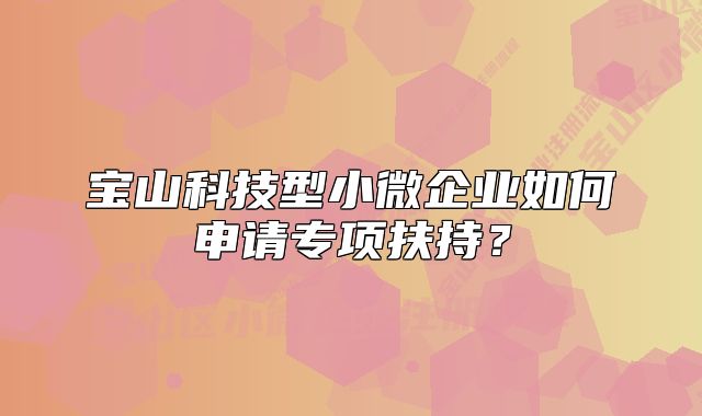 寶山科技型小微企業(yè)如何申請(qǐng)專(zhuān)項(xiàng)扶持？