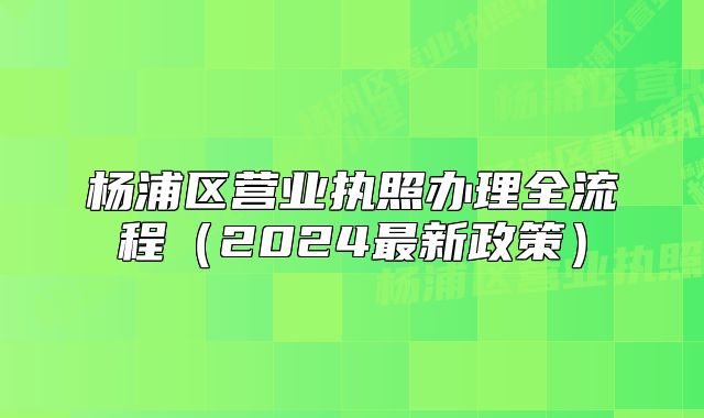 楊浦區(qū)營(yíng)業(yè)執(zhí)照辦理全流程(2024最新政策)
