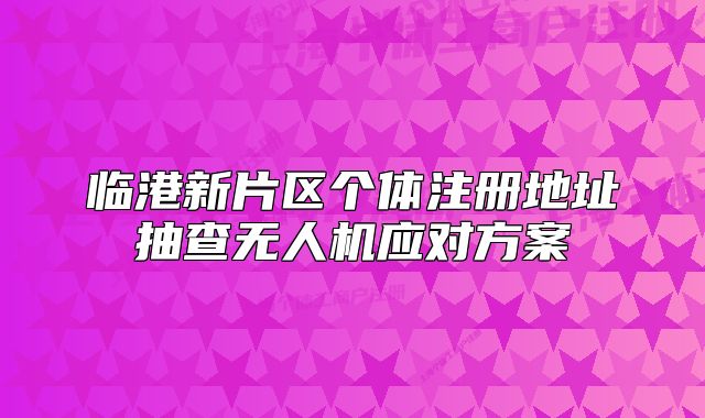 臨港新片區(qū)個體注冊地址抽查無人機(jī)應(yīng)對方案