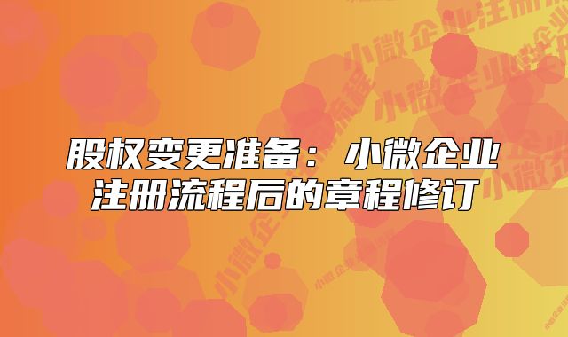 股權(quán)變更準備：小微企業(yè)注冊流程后的章程修訂