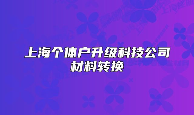 上海個(gè)體戶升級(jí)科技公司材料轉(zhuǎn)換