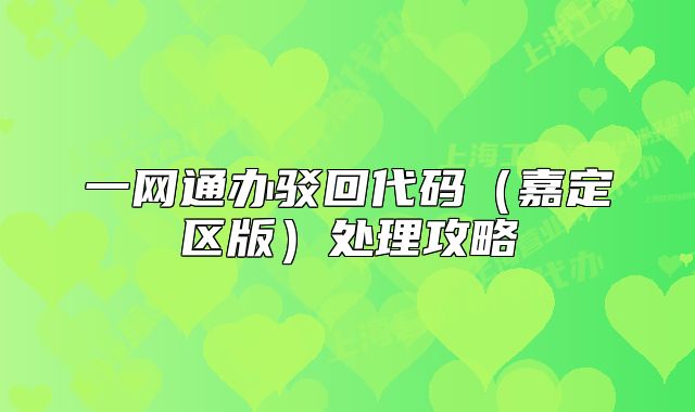 一網(wǎng)通辦駁回代碼（嘉定區(qū)版）處理攻略