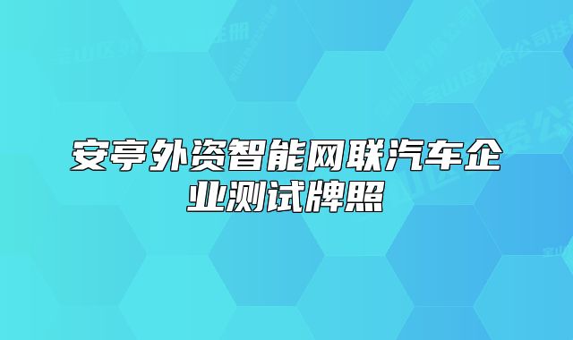 安亭外資智能網(wǎng)聯(lián)汽車企業(yè)測(cè)試牌照
