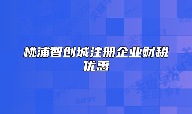 桃浦智創(chuàng)城注冊(cè)企業(yè)財(cái)稅優(yōu)惠
